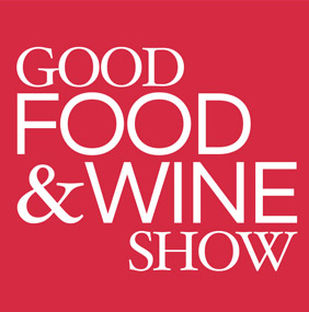 Good Food & Wine Show logo on a red background.